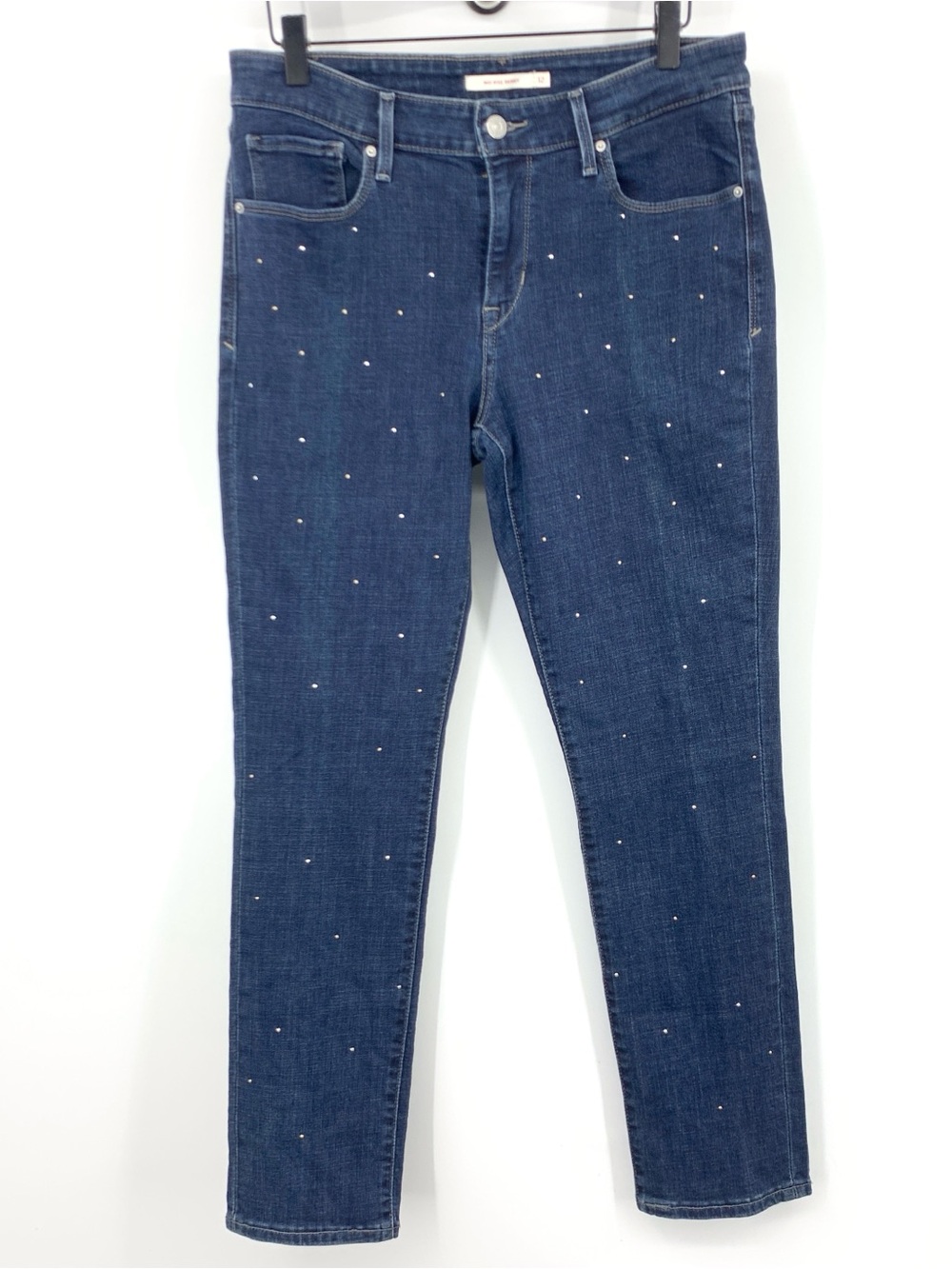 Levis Women Size 12 31 Jeans Dark Wash Studded Pants Mid Rise Skinny Stretch